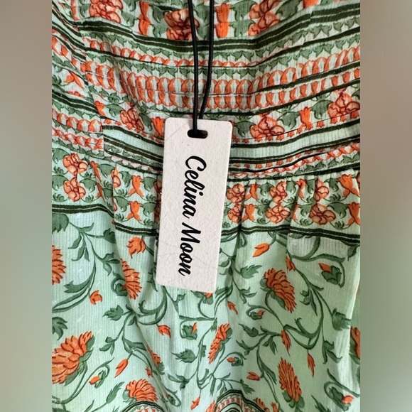 NEW Celina Moon Frankie Mini Dress - Sage Green Vines -bow back, marigolds - Picture 10 of 10